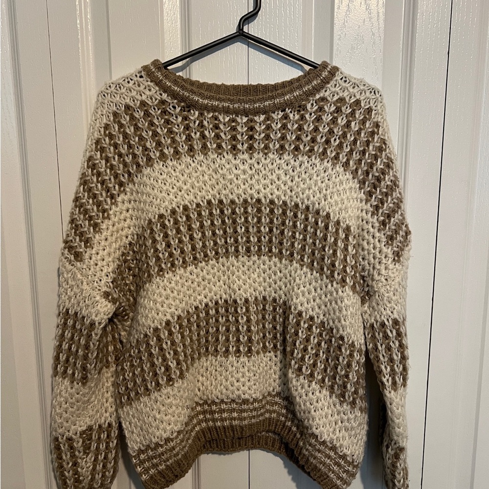 Vine & Love Tan and Cream Knit Sweater